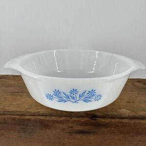 Anchor Hocking Fire King Blue Cornflower Casserole Dish #436 1 Qt Round‎ Vintage